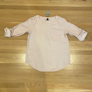 NWT Ann Taylor red blue white dot blouse, size small petite